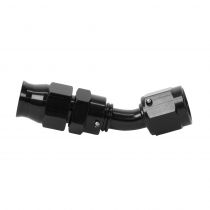Aeromotive Hose End, PTFE, AN-06, 45°, Black Anodized