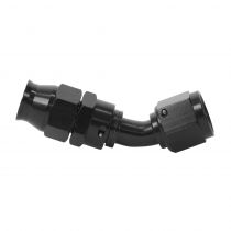 Aeromotive Hose End, PTFE, AN-08, 45°, Black Anodized