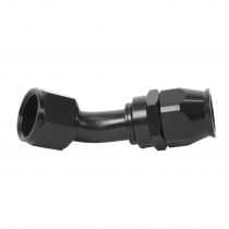 Aeromotive Hose End, PTFE, AN-12, 45°, Black Anodized