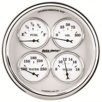 Autometer Gauge, Quad, 5", 240-33Ω, Elec, Old Tyme White Ii