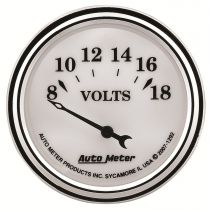 Autometer Gauge, Voltmeter, 2 1/16", 18V, Elec, Old Tyme White Ii