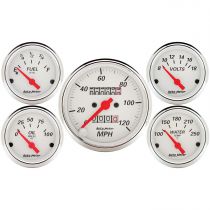 Autometer Gauge Kit, 5 Pc., 3 1/8" & 2 1/16", Mech. Speedometer, Arctic White