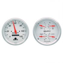 Autometer Gauge Kit, 2 Pc., Quad & Speedometer, 5", Arctic White