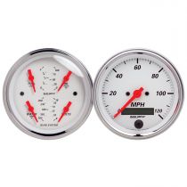 Autometer Gauge Kit, 2 Pc., Quad & Speedometer, 3 3/8", Arctic White