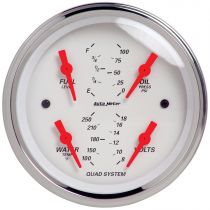 Autometer Gauge, Quad, 3 3/8", 240-33Ω, Elec, Arctic White