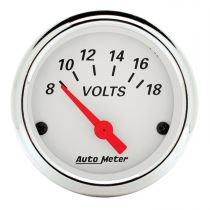 Autometer Gauge, Voltmeter, 2 1/16", 18V, Elec, Arctic White