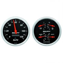 Autometer Gauge Kit, 2 Pc., Quad & Speedometer, 5", Designer Black