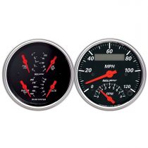 Autometer Gauge Kit, 2 Pc., Quad & Tach/Speedo, 3 3/8", Designer Black