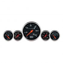 Autometer Gauge Kit, 5 Pc., 3 1/8" & 2 1/16", Mech. Speedo., Wtmp & Oilp, Designer Blk