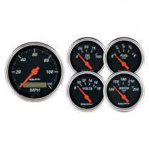 Autometer Gauge Kit, 5 Pc., 3 1/8" & 2 1/16", Elec. Speedometer, Designer Black