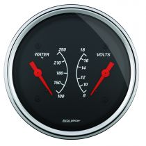 Autometer Gauge, Dual, Wtmp & Volt, 3 3/8", 250 degree f & 18V, Elec, Designer Black