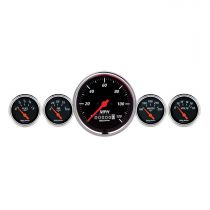 Autometer Gauge Kit, 5 Pc., 3 3/8" & 2 1/16", Elec. Speedometer, Designer Black