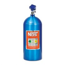 NOS 10 lb Electric Blue Nitrous Bottle, 7" - Front side of the nitrous bottle