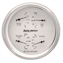 Autometer Gauge, Quad, 5", 240-33Ω, Elec, Old Tyme White