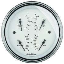 Autometer Gauge, Quad, 3 3/8", 0-90Ω, Elec, Old Tyme White