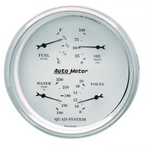 Autometer Gauge, Quad, 5", 0-90Ω, Elec, Old Tyme White