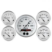 Autometer Gauge Kit, 5 Pc., 3 3/8" & 2 1/16", Gps Speedometer, Old Tyme White