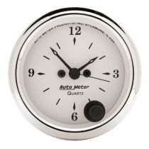 Autometer Gauge, Clock, 2 1/16", 12Hr, Analog, Old Tyme White