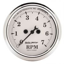 Autometer Gauge, Tachometer, 2 1/16", 7K Rpm, In-Dash, Old Tyme White