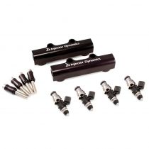 Injector Dynamics ID1700x, Top-feed Conversion Kit. Dual Billet Fuel Rails. Set of 4 injectors. Two 2x8 lower o-rings. 