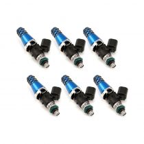 Injector Dynamics ID1700x,11mm (blue) adapters. 14mm bottom o-ring, machine o-ring retainer to 11mm.  Set of 6. 