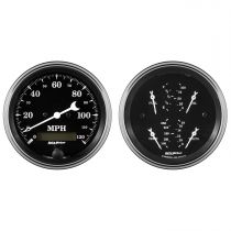 Autometer Gauge Kit, 2 Pc., Quad & Speedometer, 3 3/8", Old Tyme Black