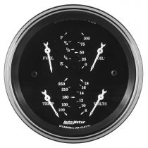 Autometer Gauge,Quad, 3 3/8", 240-33Ω Elec, Old Tyme Blk