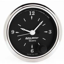 Autometer Gauge, Clock, 2 1/16", 12Hr, Analog, Old Tyme Black