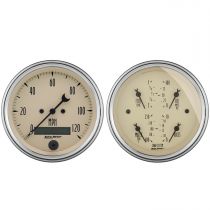 Autometer Gauge Kit, 2 Pc., Quad & Speedometer, 3 3/8", Antique Beige