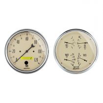 Autometer Gauge Kit, 2 Pc., Quad & Speedometer, 5", Antique Beige