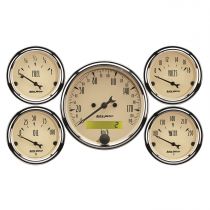 Autometer Gauge Kit, 5 Pc., 3 1/8" & 2 1/16", Elec. Km/H Speedometer, Antique Beige