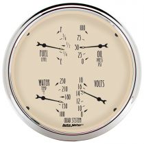 Autometer Gauge, Quad, 5", 240-33Ω, Elec, Antique Beige