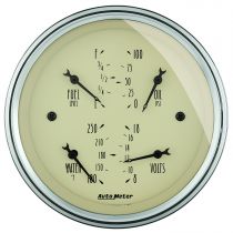 Autometer Gauge, Quad, 3 3/8", 0-90Ω, Elec, Antique Beige