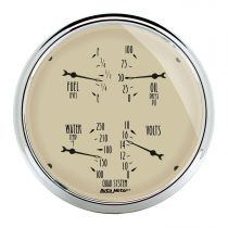 Autometer Gauge, Quad, 5", 0-90Ω, Elec, Antique Beige