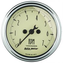 Autometer Gauge, Tachometer, 2 1/16", 7K Rpm, In-Dash, Antique Beige