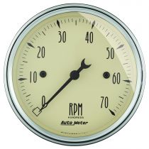 Autometer Gauge, Tachometer, 3 1/8", 7K Rpm, In-Dash, Antique Beige