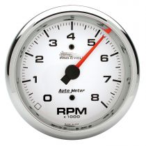 Autometer Gauge, Tach, 3 3/4", 8K Rpm, 2&4 Cylinder, White, Pro-Cycle