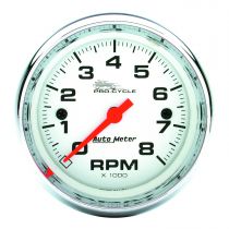 Autometer Gauge, Tach, 2 5/8", 8K Rpm, 2&4 Cylinder, White, Pro-Cycle