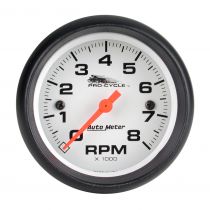 Autometer Gauge, Tach, 2 5/8", 8K Rpm, 2&4 Cylinder, White, Pro-Cycle