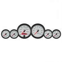 Autometer Gauge Kit, 6 Pc. Kit, 3 3/8" & 2 1/16", Bagger, White, Pro-Cycle