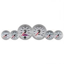 Autometer Gauge Kit, 6 Pc. Kit, 3 3/8" & 2 1/16", Bagger, White, Pro-Cycle