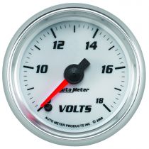 Autometer Gauge, Voltmeter, 2 1/16", 18V, Digital Stepper Motor, White, Pro-Cycle