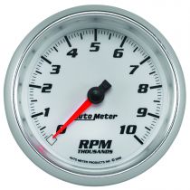 Autometer Gauge, Tachometer, 3 3/8", 10K Rpm, White, Pro-Cycle