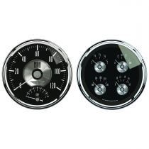Autometer Gauge Kit, 2 Pc., Quad & Tach/Speedo, 5", Prestige Blk. Diamond