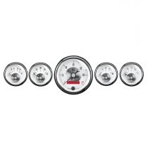 Autometer Gauge Kit, 5 Pc., 3 3/8" & 2 1/16", Elec. Speedo W/ Lcd Odo, Prestige Pearl
