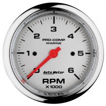 Autometer Gauge, Tachometer, 3 3/8", 6K Rpm, Marine Chrome