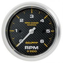 Autometer Gauge, Tachometer, 3 3/8", 6K Rpm, Marine Carbon Fiber