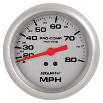 Autometer Gauge, Speedometer, 3 3/8", 80Mph, Mechanical, Marine Silver