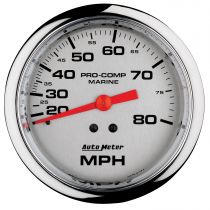 Autometer Gauge, Speedometer, 3 3/8", 80Mph, Mechanical, Marine Chrome