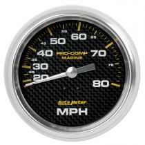 Autometer Gauge, Speedometer, 3 3/8", 80Mph, Mechanical, Marine Carbon Fiber